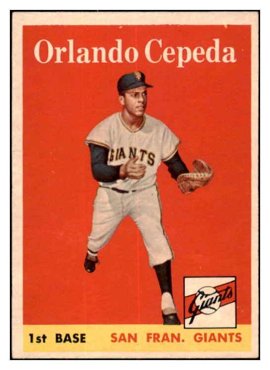 1958 Topps Baseball #343 Orlando Cepeda Giants EX+/EX-MT back mc 521200