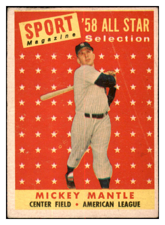 1958 Topps Baseball #487 Mickey Mantle A.S. Yankees VG-EX 521202