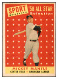 1958 Topps Baseball #487 Mickey Mantle A.S. Yankees VG-EX 521202