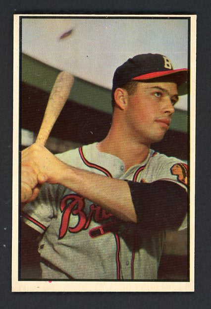 1953 Bowman Color Baseball #097 Eddie Mathews Braves EX-MT oc 521214