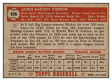 1952 Topps Baseball #106 Mickey Vernon Senators EX-MT 521232