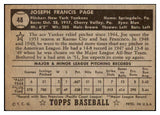 1952 Topps Baseball #048 Joe Page Yankees EX-MT Black Correct 521236