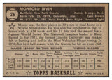 1952 Topps Baseball #026 Monte Irvin Giants EX Black 521275