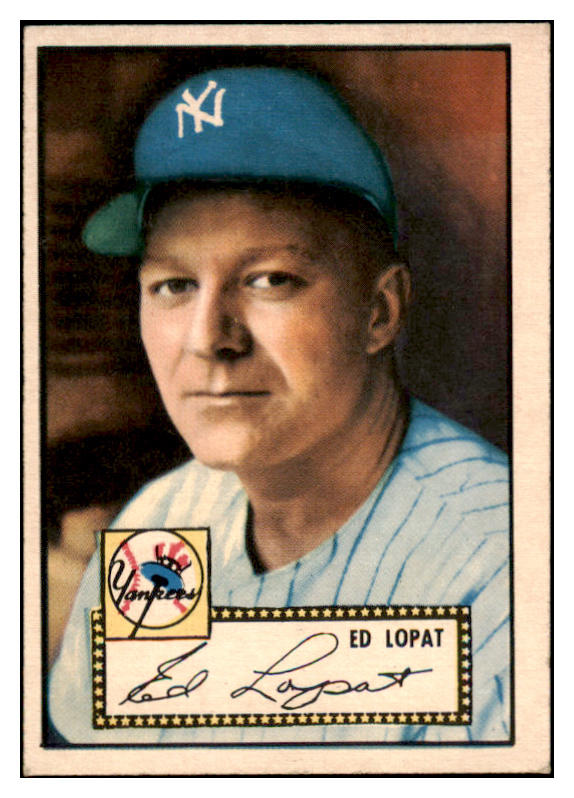 1952 Topps Baseball #057 Eddie Lopat Yankees EX+ Red 521280