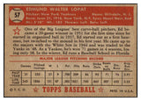 1952 Topps Baseball #057 Eddie Lopat Yankees EX+ Red 521280