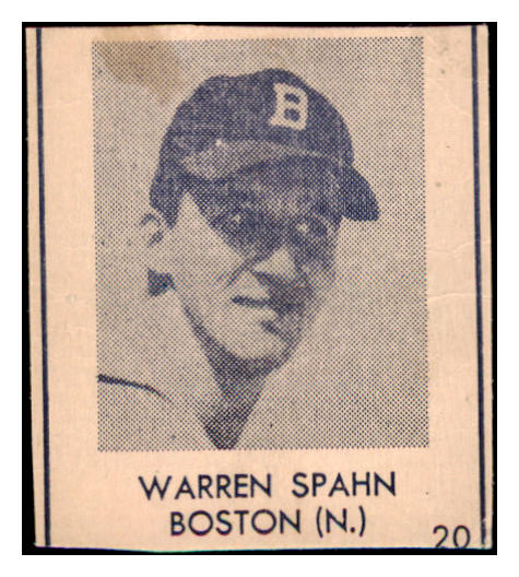 1948 R346 Blue Tint #020 Warren Spahn Braves VG-EX 521303