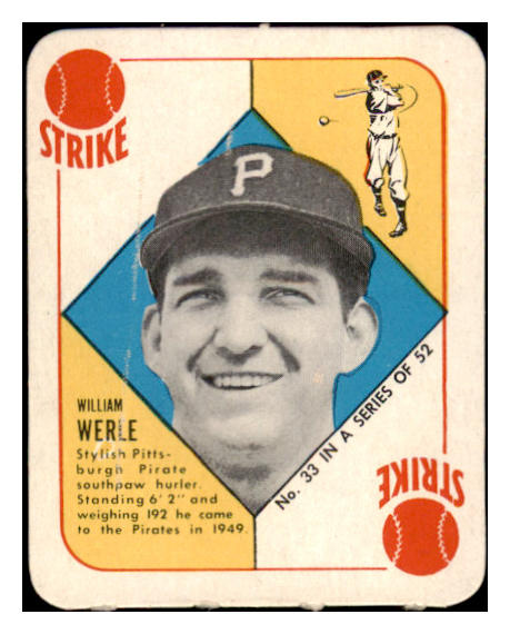 1951 Topps Red Backs #033 Bill Werle Pirates VG-EX 521345