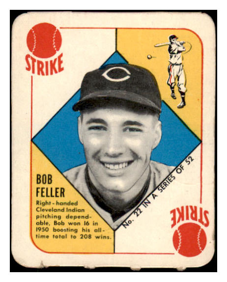 1951 Topps Red Backs #022 Bob Feller Indians VG 521365