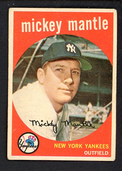 1959 Topps Baseball #010 Mickey Mantle Yankees VG/VG-EX 521403