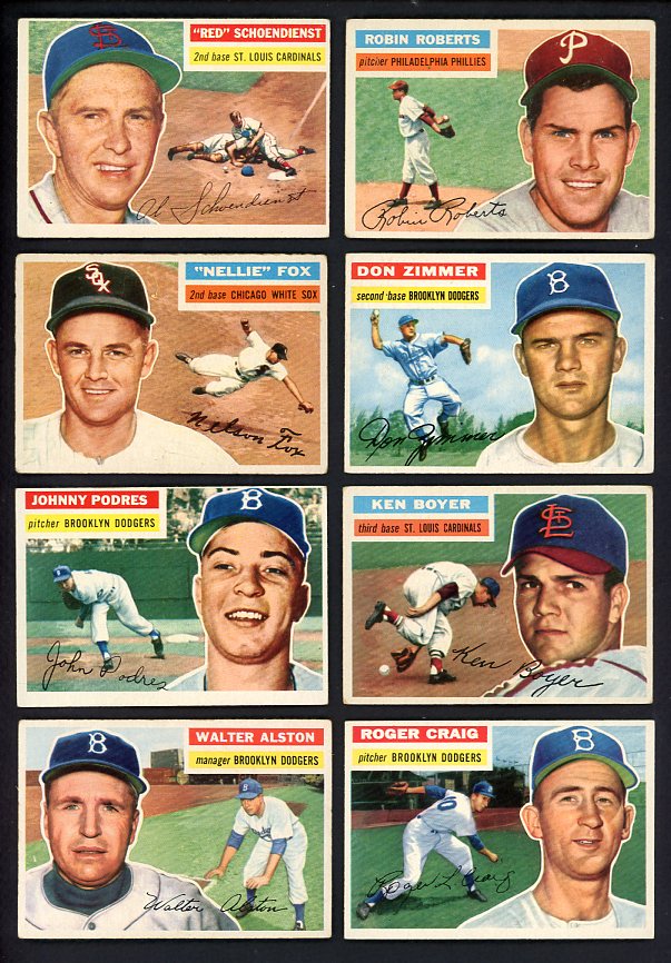 1956 Topps Set Lot 166 Diff (#1-180 White) VG-EX Roberts Hodges 521425