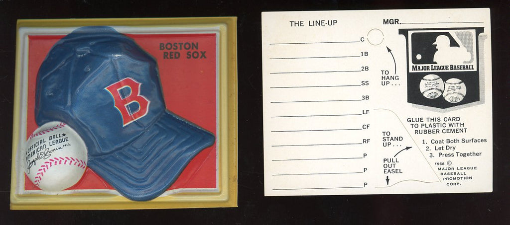 1969 Fleer Cap Plaques Boston Red Sox w/Line Up Card 521427