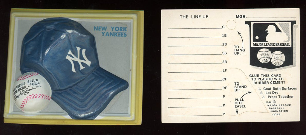 1969 Fleer Cap Plaques New York Yankees w/Line Up Card 521429