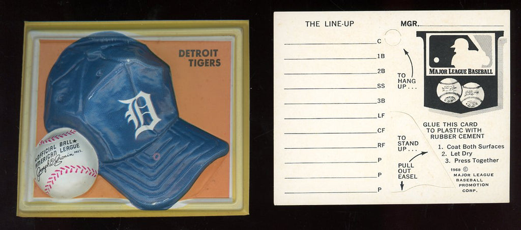 1969 Fleer Cap Plaques Detroit Tigers w/Line Up Card 521435