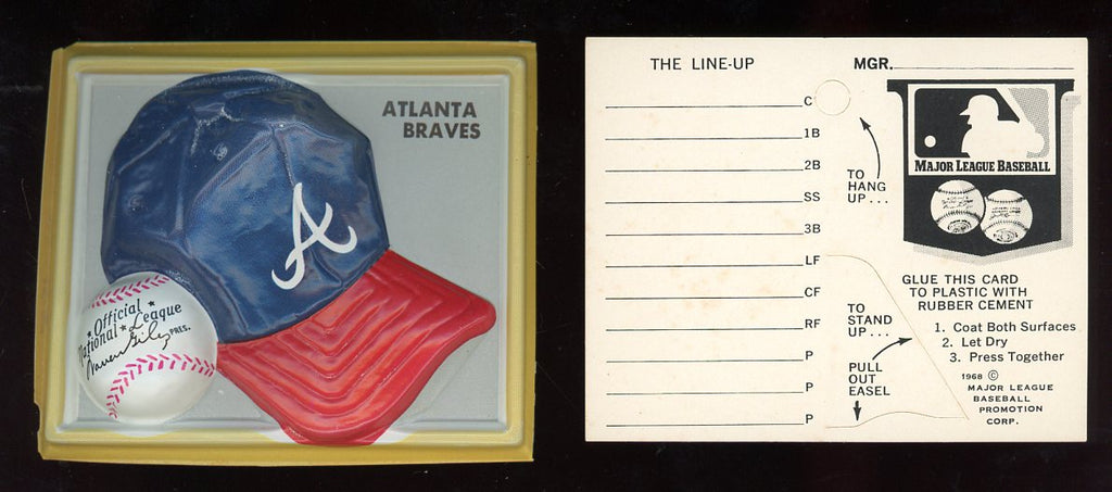 1969 Fleer Cap Plaques Atlanta Braves w/Line Up Card 521437