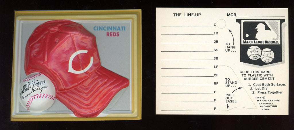 1969 Fleer Cap Plaques Cincinnati Reds w/Line Up Card 521438