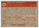 1952 Topps Baseball #091 Red Schoendienst Cardinals EX-MT 521480