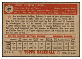 1952 Topps Baseball #089 Johnny Lipon Tigers EX-MT 521506