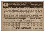 1952 Topps Baseball #071 Tom Upton Senators EX+ Black 521513