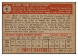 1952 Topps Baseball #091 Red Schoendienst Cardinals EX 521519