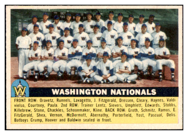 1956 Topps Baseball #146 Washington Senators Team NR-MT Gray 521528