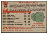 1956 Topps Baseball #226 New York Giants Team NR-MT 521530