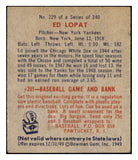 1949 Bowman Baseball #229 Eddie Lopat Yankees EX+ 521534