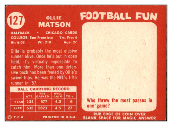 1958 Topps Football #127 Ollie Matson Cardinals NR-MT 521596