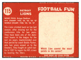 1958 Topps Football #115 Detroit Lions Team EX-MT 521603