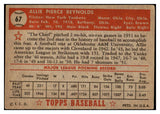 1952 Topps Baseball #067 Allie Reynolds Yankees VG-EX Red 521639