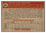 1952 Topps Baseball #108 Jim Konstanty Phillies EX 521644