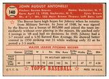 1952 Topps Baseball #140 John Antonelli Braves EX 521645