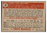 1952 Topps Baseball #058 Bob Mahoney Browns EX Red 521655