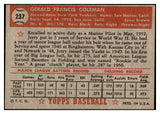 1952 Topps Baseball #237 Jerry Coleman Yankees EX 521660