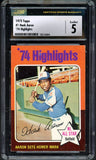 1975 Topps Baseball #001 Hank Aaron HL Braves CSG 5 EX 521673