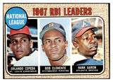 1968 Topps Baseball #003 N.L. RBI Leaders Clemente Aaron EX 521687