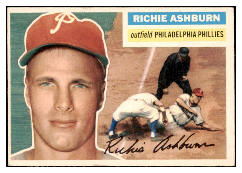 1956 Topps Baseball #120 Richie Ashburn Phillies EX-MT White 521740