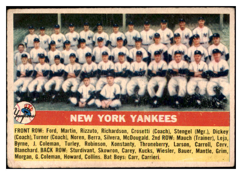 1956 Topps Baseball #251 New York Yankees Team VG 521741