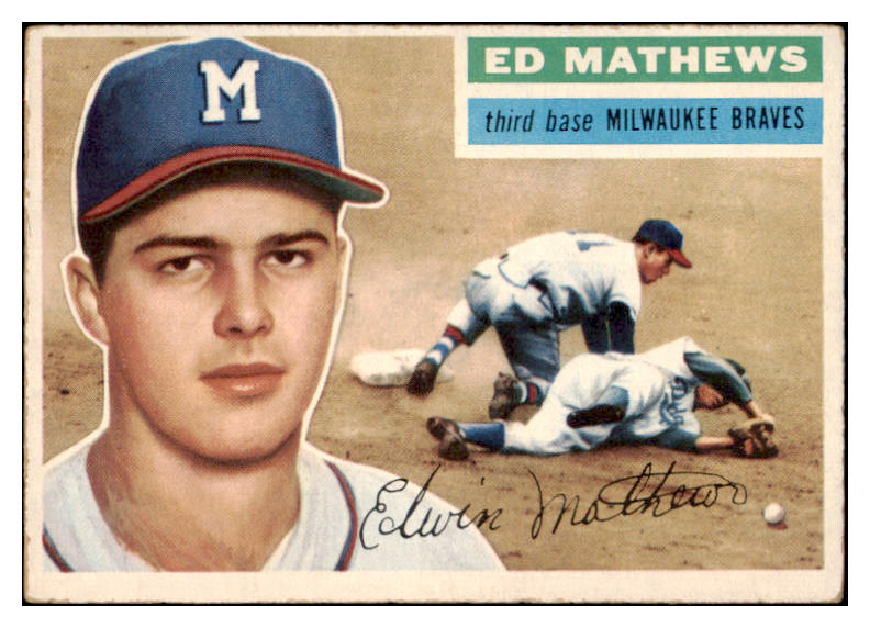 1956 Topps Baseball #107 Eddie Mathews Braves VG-EX White 521747