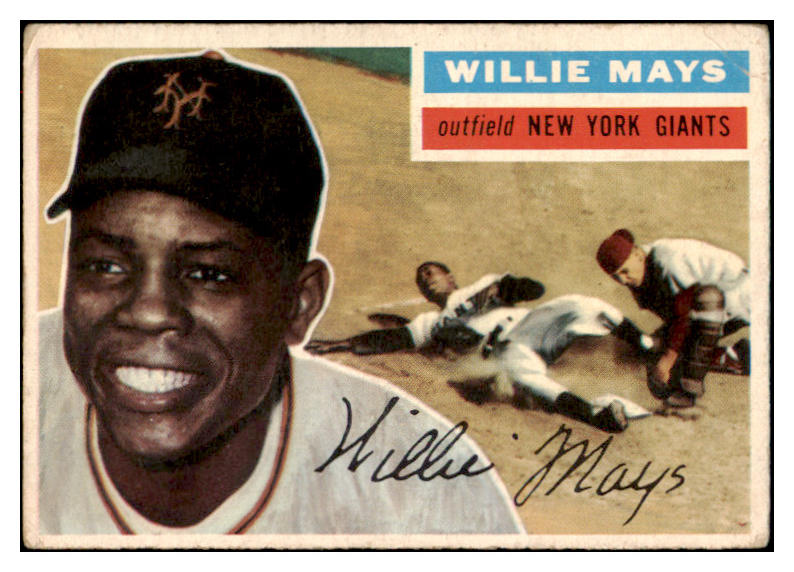 1956 Topps Baseball #130 Willie Mays Giants GD-VG White 521763