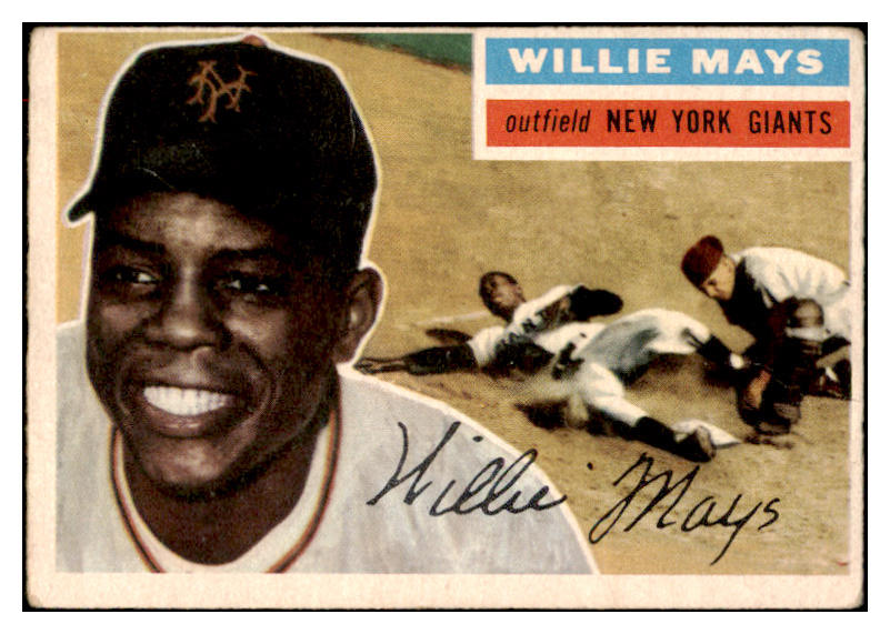 1956 Topps Baseball #130 Willie Mays Giants VG/VG-EX Gray 521775