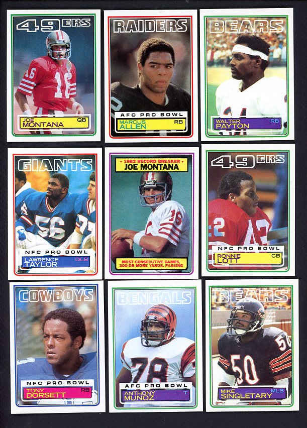 1983 Topps Football Near Set (-5) EX-MT/NR-MT Allen Singletary 521801