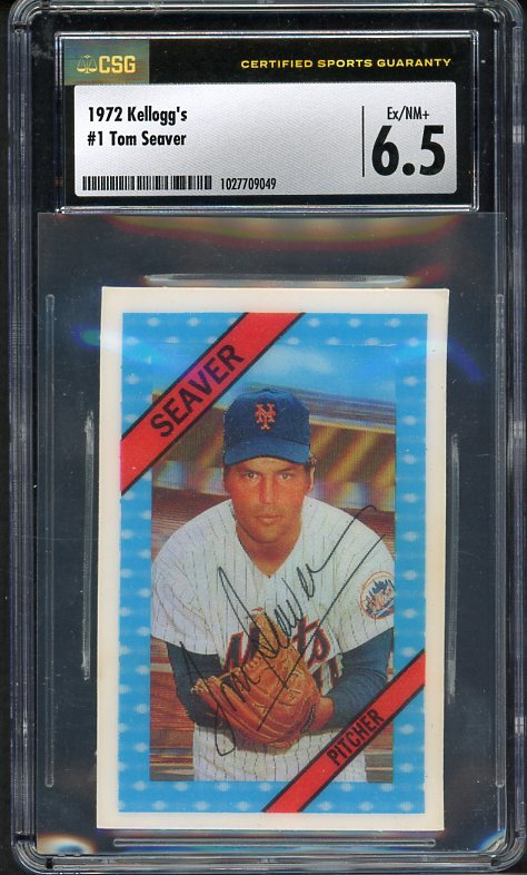 1972 Kelloggs Baseball #001 Tom Seaver Mets CSG 6.5 EX-MT+ 521817