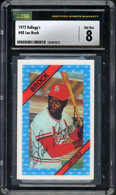 1972 Kelloggs Baseball #048 Lou Brock Cardinals CSG 8 NM/MT 521818