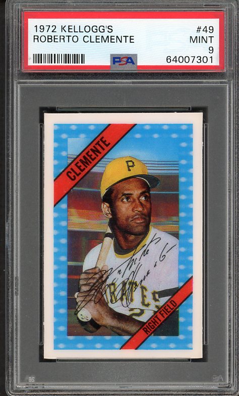 1972 Kelloggs Baseball #049 Roberto Clemente Pirates PSA 9 MINT 521821