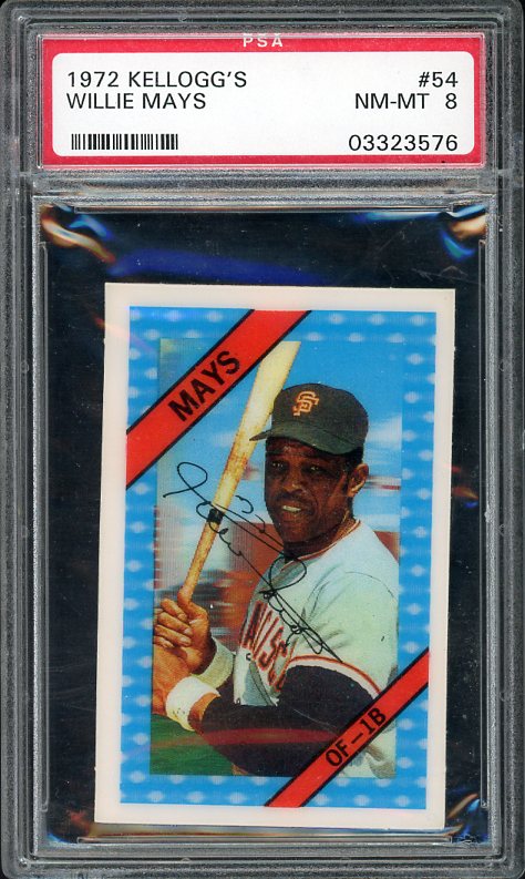 1972 Kelloggs Baseball #054 Willie Mays Giants PSA 8 NM/MT 521822