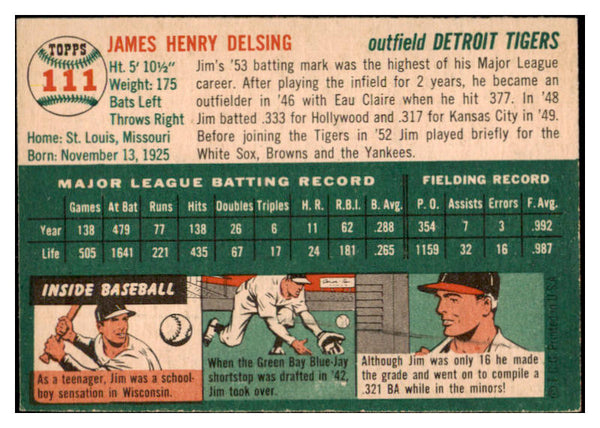 1954 Topps Baseball #111 Jim Delsing Tigers EX-MT 521933