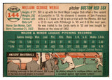 1954 Topps Baseball #144 Bill Werle Red Sox VG-EX 521968