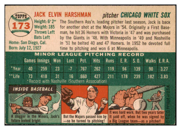 1954 Topps Baseball #173 Jack Harshman White Sox EX-MT 522002