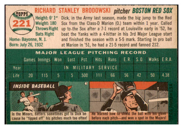 1954 Topps Baseball #221 Dick Brodowski Red Sox EX-MT 522052