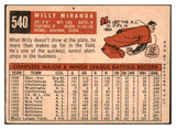 1959 Topps Baseball #540 Willie Miranda Orioles VG 522169